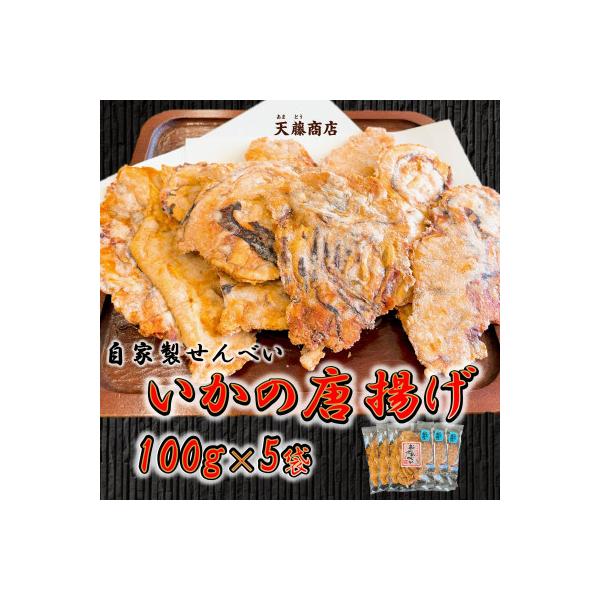 訳あり いか せんべい 100g×5袋 ミネラル水 シママース使用  唐揚げ 天藤商店 自家製
