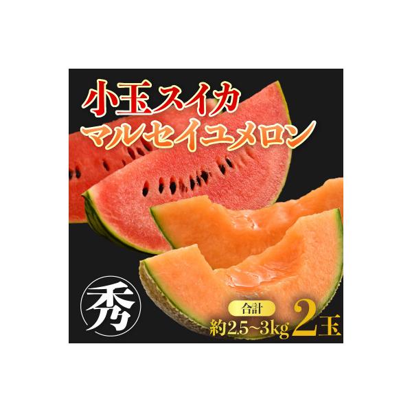 【先行受付】佐藤農園の小玉スイカ・マルセイユメロン セット 計2玉入(約2.5kg～3kg) 秀品