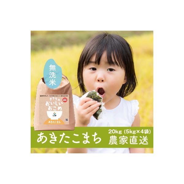 【令和7年産・自家栽培・自家精米・農家直送】稲敷市産あきたこまち20kg(5kg×4袋)無洗米