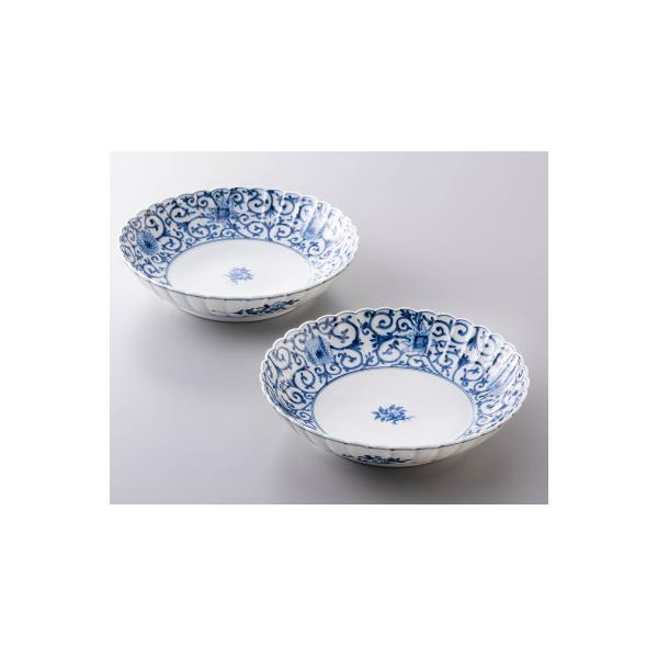 ふるさと納税 加賀市 加賀九谷焼〈山本長左〉菊型中皿 唐草(2枚組