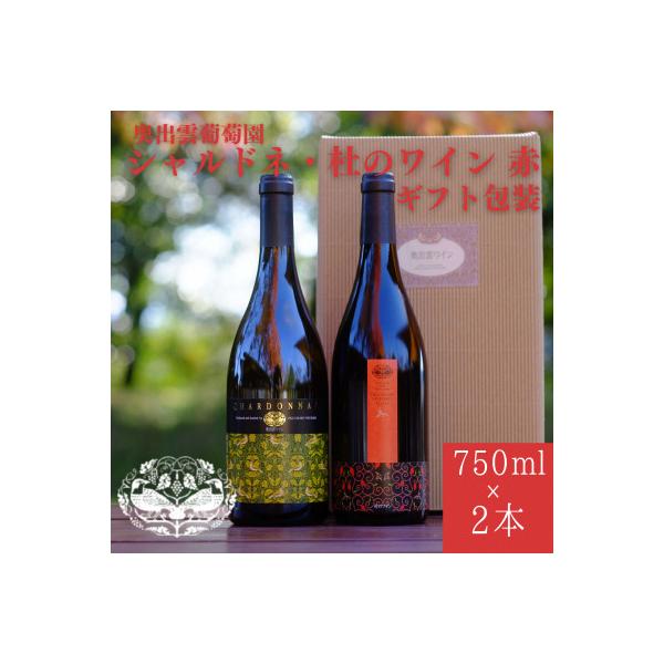 シャルドネ(辛口白ワイン)・杜のワイン赤(辛口赤ワイン) 750ml×2本セット ギフト包装