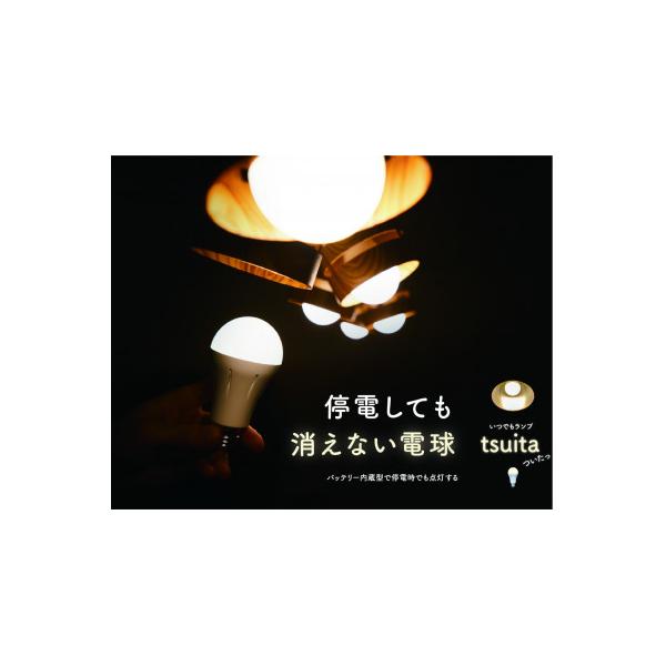 停電しても消えない電球「いつでもランプtsuita」昼白色2個セット