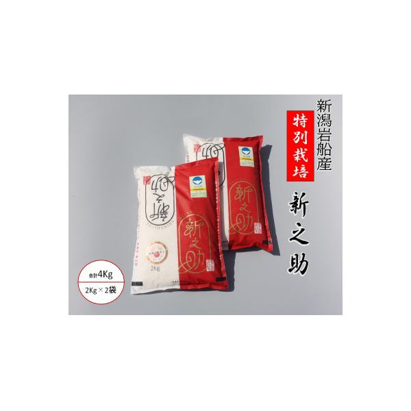 【令和7年産米】新潟県岩船産　新之助　食味鑑定士謹製　特別栽培米　白米4kg　1039014