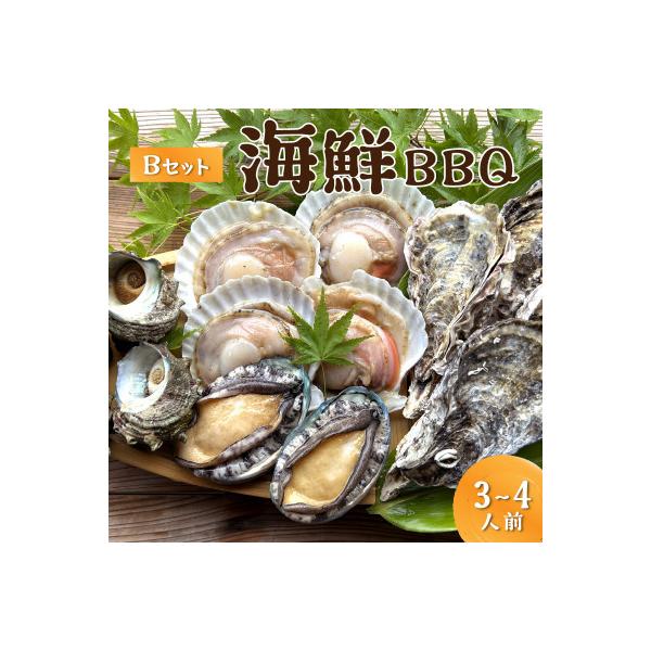 大満足! アワビ入り海鮮BBQ Bセット　貝づくし蒸し鮑付　4種14品(3～4人前)  【冷凍】