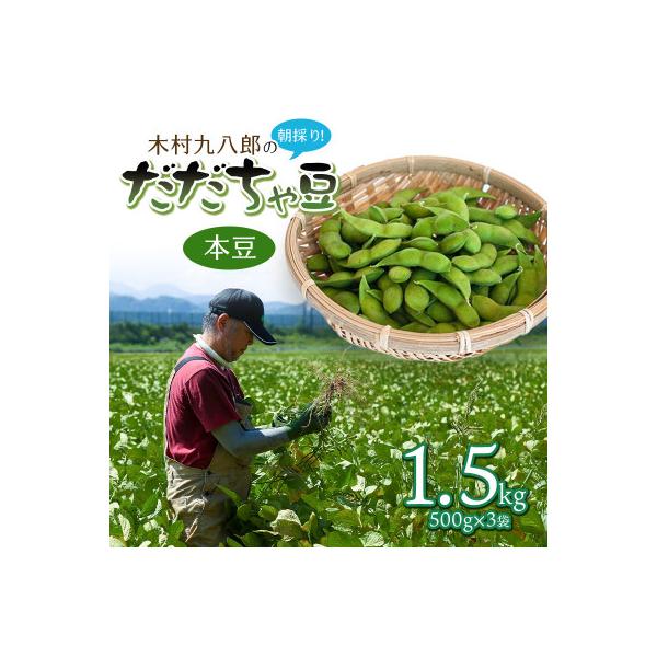 木村九八郎の朝採り!新鮮!だだちゃ豆「本豆」1.5kg(500g×3袋) K-829