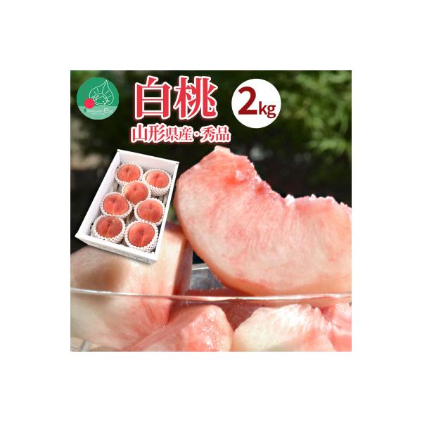 白桃 2kg(6～8玉前後) 秀品 ギフト用 品種おまかせ 山形県産 【令和8年産 先行予約】