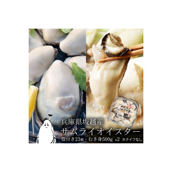 ふるさと納税 赤穂市 坂越産 むき身 500g×2、 殻付き 23個　サムライオイスター 生食用　※牡蠣ナイフセット無し