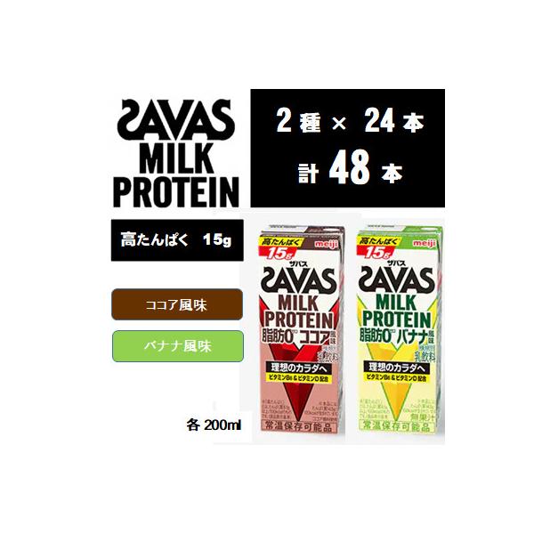 ザバス MILK PROTEIN 脂肪0 2種セット バナナ&ココア 計48本