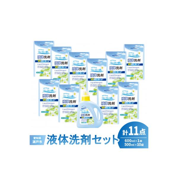 液体洗剤セット 600ml×1本、500ml×10袋