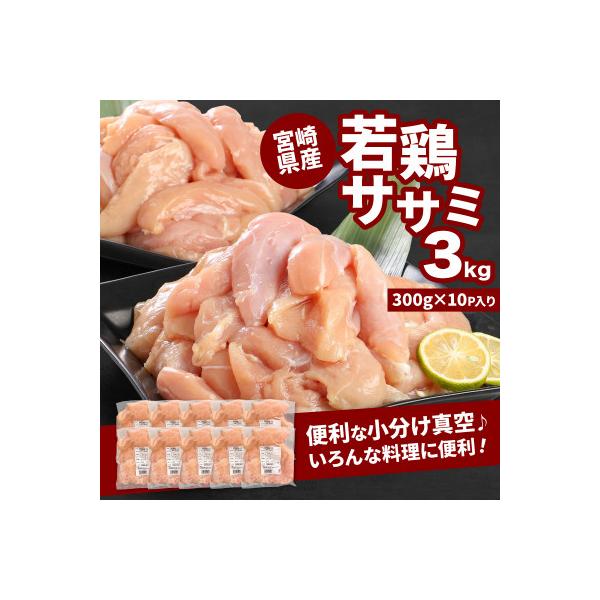 宮崎県産若鶏ササミ 小分け 3kg(300g×10)　K16_0123