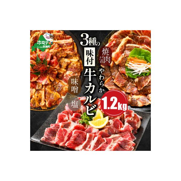柔らか 牛 カルビ焼肉 セット 1.2kg 味付け3種 食べ比べ 訳あり 熟成 小分け 冷凍