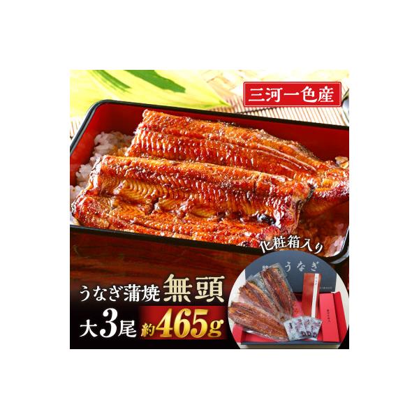 三河一色産うなぎ蒲焼　大サイズ3尾　無頭(1尾約155g)・M116