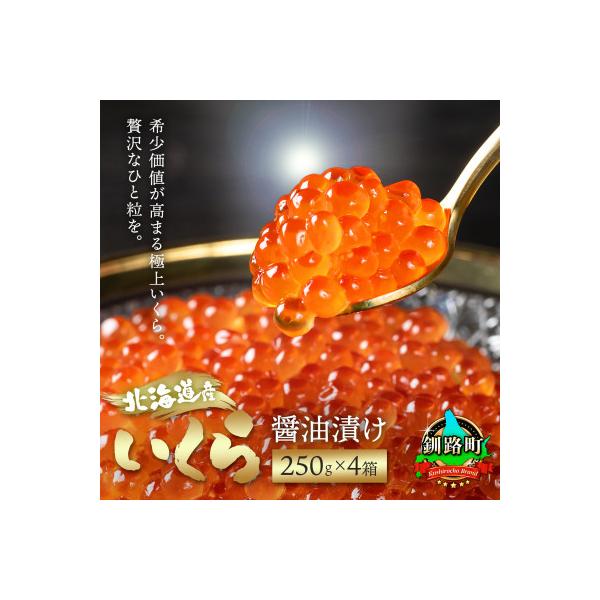 いくら醤油漬け 250g×4箱 ＜北海道産の鮭卵＞