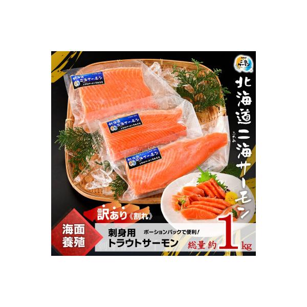 【訳あり】【数量限定】北海道二海サーモン 刺身用 約1kg(500×2) トラウトサーモン　海鮮