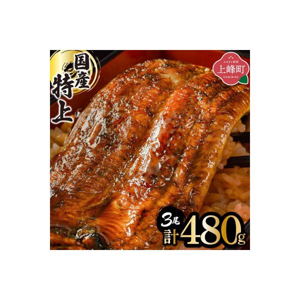 国産うなぎ蒲焼160g×3尾(計480g)(上峰町)