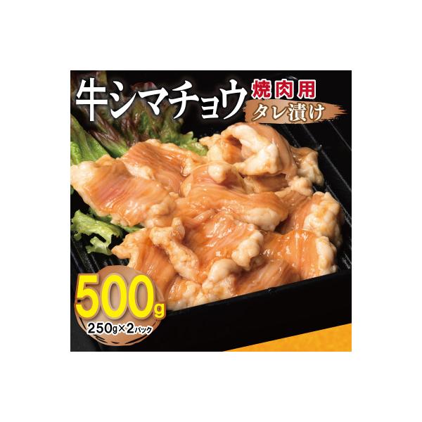 牛シマチョウ 焼肉用 タレ漬け 合計500g【味付け 小分け 牛肉ホルモン】 099H4209