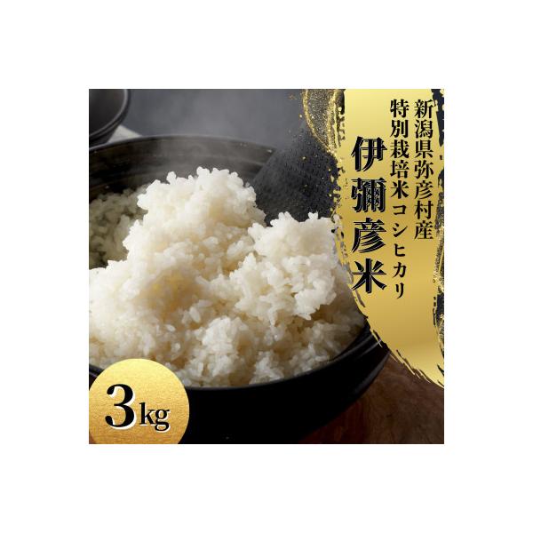 【お試し】令和7年産 特別栽培米コシヒカリ「伊彌彦米」精米 3kg 新潟県産弥彦村