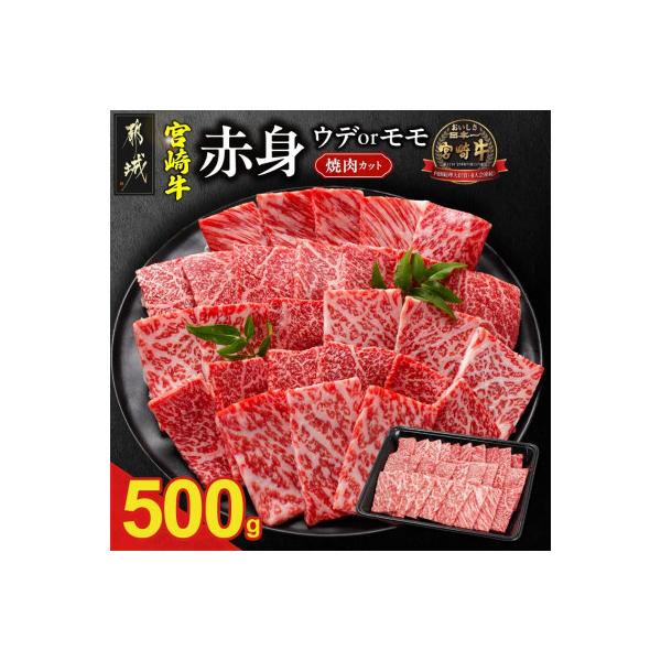 【畜産農家応援】【期間限定】宮崎牛 赤身(ウデorモモ) 焼肉カット 500g(都城市)