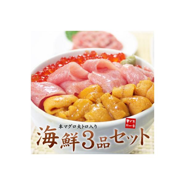海鮮3品セット　本マグロ大トロ・生ウニ・イクラ醤油漬け【計370g】(イクラアメリカ産)