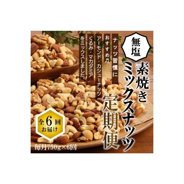 無塩の素焼きミックスナッツ6ヶ月≪定期便≫　750g×6ヶ月　H059-112