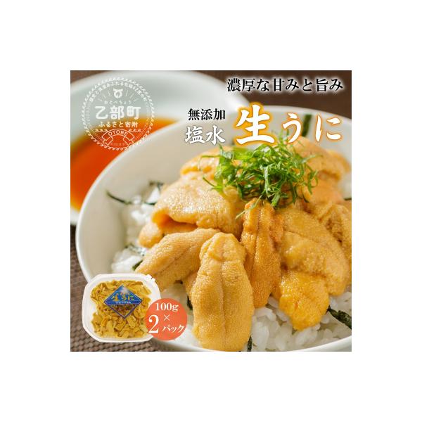 <小川の塩水ウニ 100g×2パック>鮮度抜群!ミョウバン不使用のうに本来の味をお楽しみください!