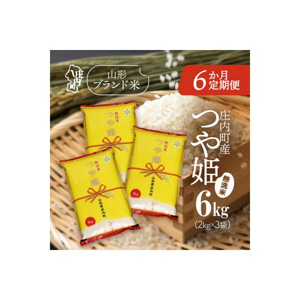 【6か月定期便】庄内米 つや姫無洗米 6kg【8月下旬発送】