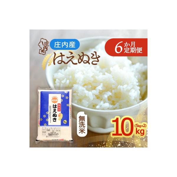 【定期便】<令和8年産>はえぬき 無洗米 5kg×2袋×6ヶ月 毎月 10kg【10月中旬発送】