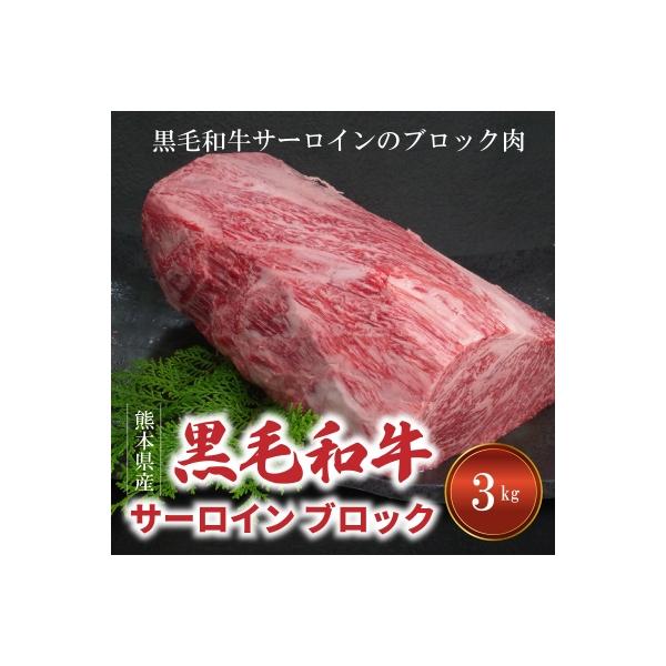 【指定日必須】熊本県産 黒毛和牛 サーロインブロック3kg ステーキ ブロック肉_S001-013