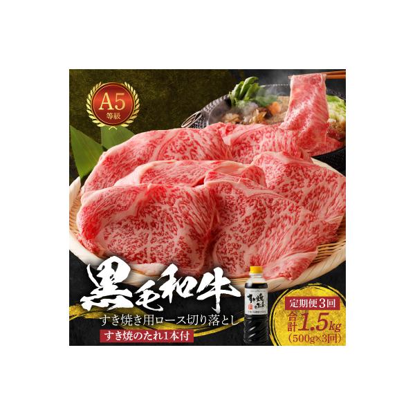 【定期便3回】黒毛和牛 A5ロース すき焼き切り落とし500g たれ付_S001-020-T03B