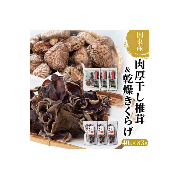 国東産の肉厚干し椎茸(冬菇 どんこ)&乾燥きくらげ_29060A
