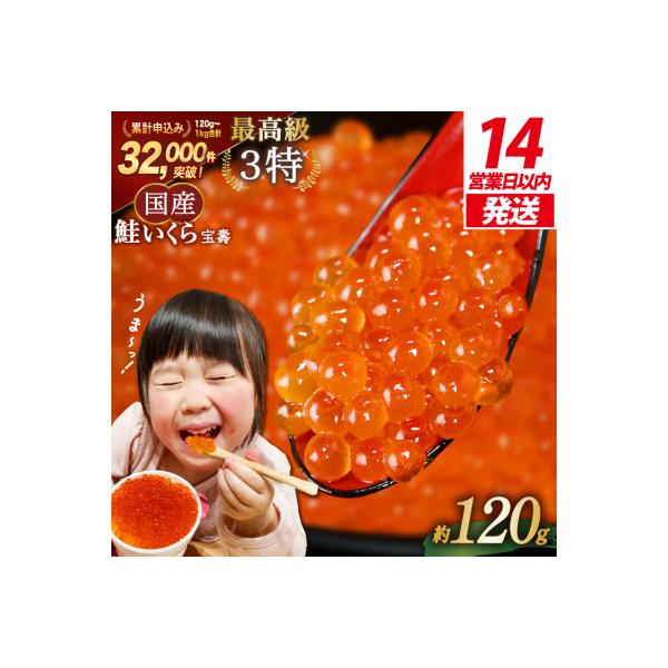 【14日以内に発送】最高級3特 国産 味付 いくら 宝壽 醤油漬 120g×1 20565080