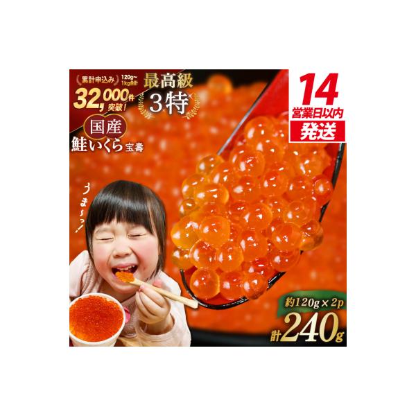 【14日以内に発送】最高級3特 国産 味付 いくら 宝壽 醤油漬 120g×2 [20565081]