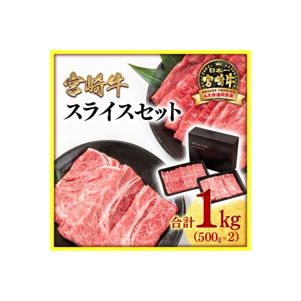 <畜産応援>【宮崎牛】スライス1kg肩ロース・モモA4～A5等級ミヤチク内閣総理大臣賞[3018]