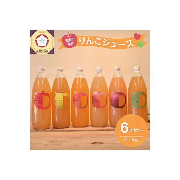 りんごジュース6本セット 1L×6本 りんご 果汁 100% ストレート 飲み比べ 青森