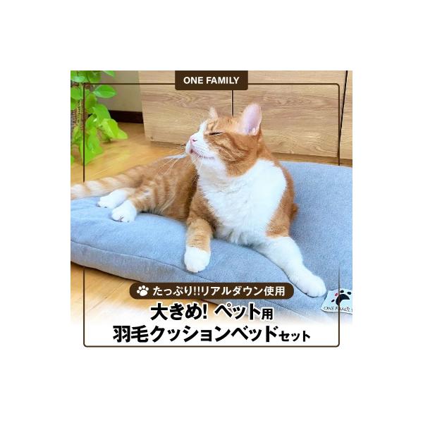 【たっぷり!!リアルダウン使用】大きめ! ペット用　羽毛クッションセット　H162-031