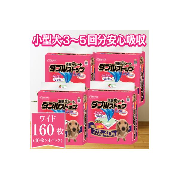 ふるさと納税 富士市 クリーンワン消臭炭シートダブルストップ　ワイド ペットシーツ40枚×4P しっかり吸収(1469)