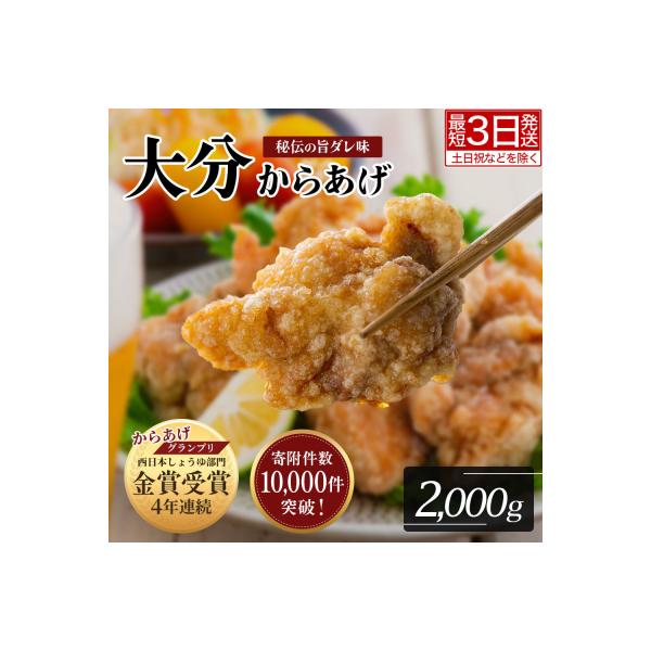 【最短3営業日発送】 唐揚げ 便利小分け 骨なし大分からあげ 2kg(500g×4袋) お弁当