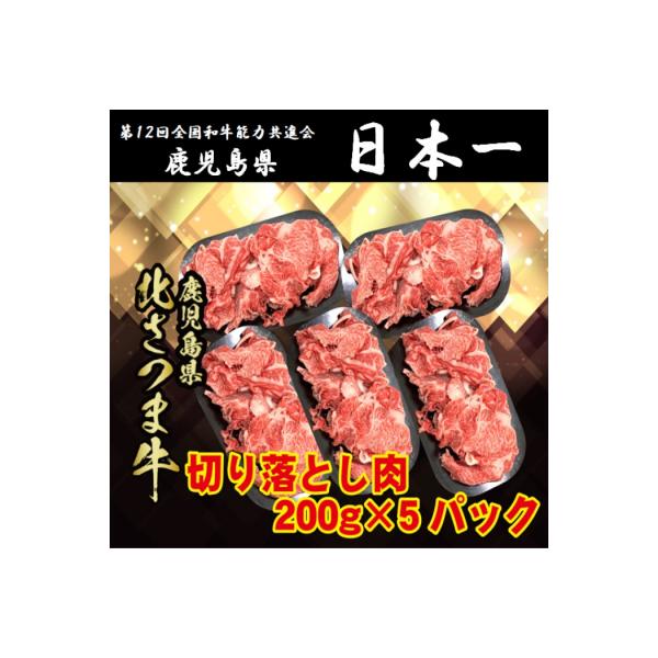 北さつま牛 切り落とし　合計1kg(200g×5パック) AS-2034