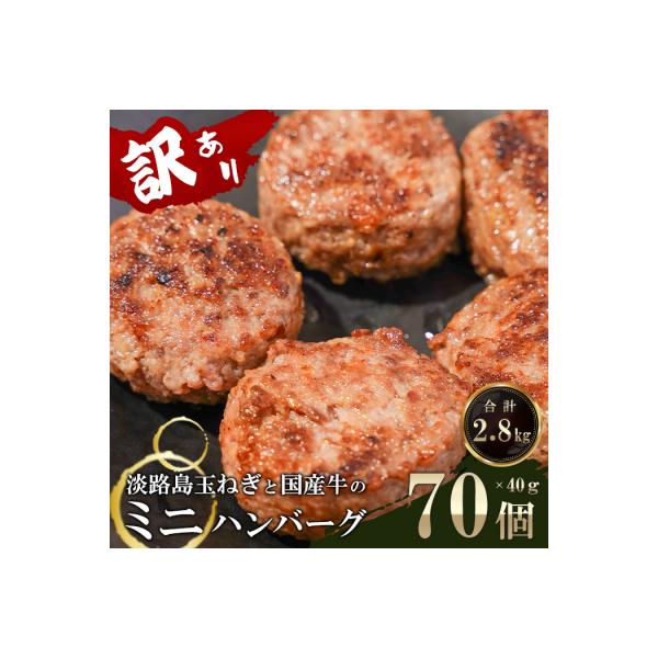 訳アリ 淡路島玉ねぎと国産牛のミニハンバーグ2.8kg　40g×70個　at04118