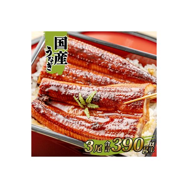 国産 うなぎ 蒲焼き 境町秘伝のタレ 4度焼きあげ 3尾 計390g以上 簡易包装 タレ 山椒 付き