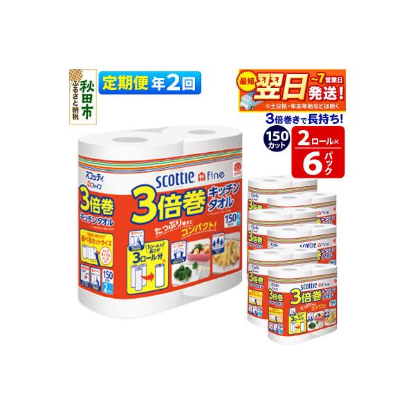 《2回定期便》キッチンペーパー 3倍巻キッチンタオル 12ロール|15_nsc-110602