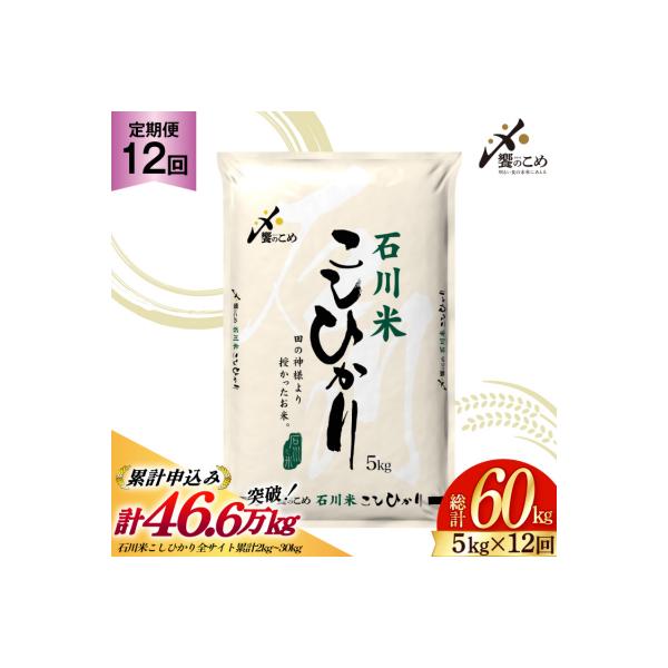 【定期便 12回】【令和7年産】 石川米 こしひかり 5kg 計60kg [38600814]