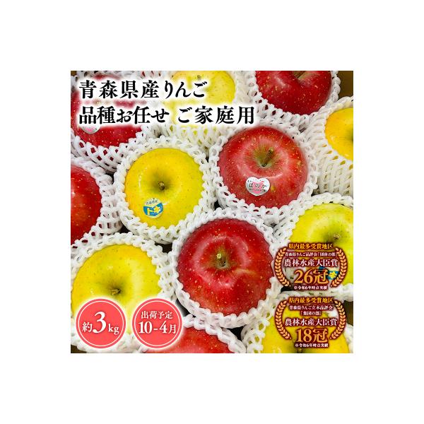 品種お任せ　【訳あり】家庭用　旬のりんご詰め合わせ3kg