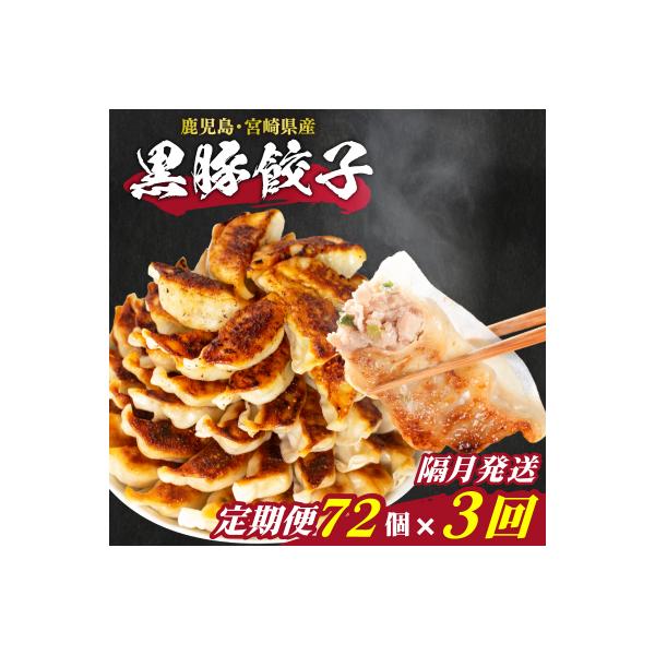 訳あり 黒豚餃子 3回 隔月 定期便 72個 12個×6パック 冷凍 下関 山口 IB014-x