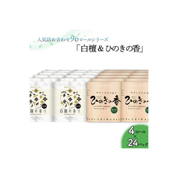 トイレットペーパー詰め合わせ24パックセット(白檀&ひのきの香り / 96ロール)