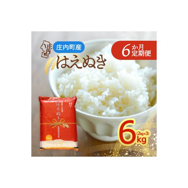 【定期便】<令和8年産>はえぬき 2kg×3袋×6ヶ月 毎月 6kg【10月中旬発送】