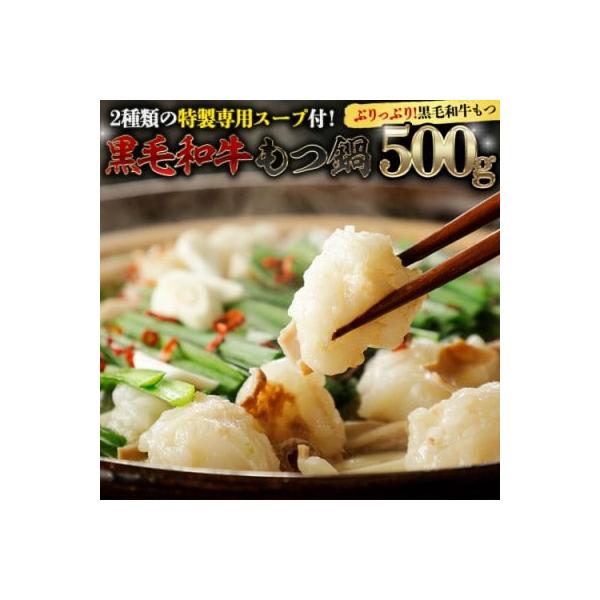 黒毛和牛 もつ鍋 セット 牛もつ 500g(2~3人前 x 2回分) [AU089ya]