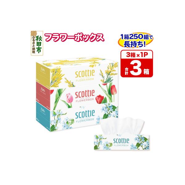 ティッシュペーパー  スコッティフラワーボックス 250組 3箱×1|15_nsc-060101