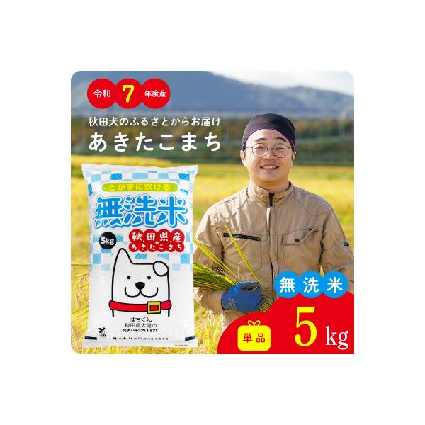 【令和7年産】秋田県産あきたこまち(無洗米)5kg