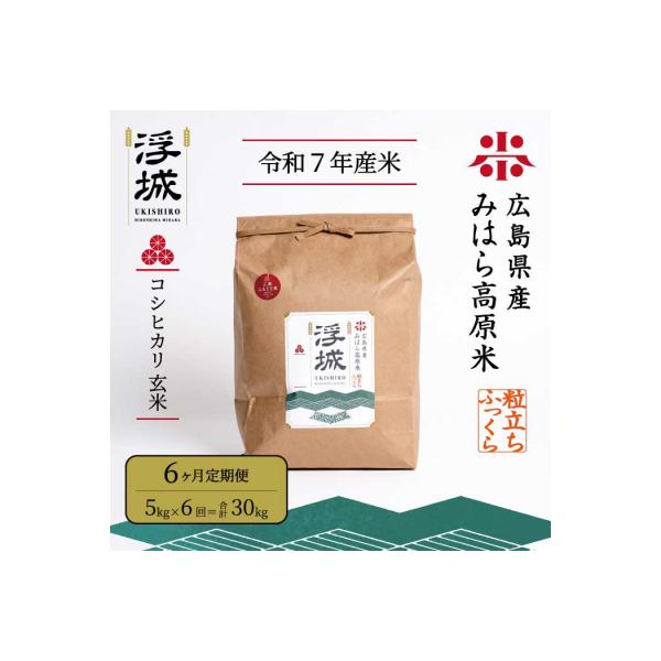 《令和7年》【6か月定期便】みはら高原米 浮城 こしひかり 玄米5kg[220-010]